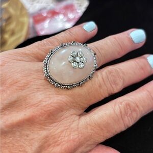 Vintage Rose Quartz Cocktail Ring Size 6